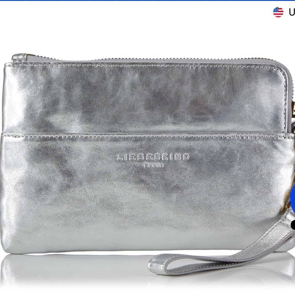 Liebeskind Hilary Metallic Silver Wristlet Clutch